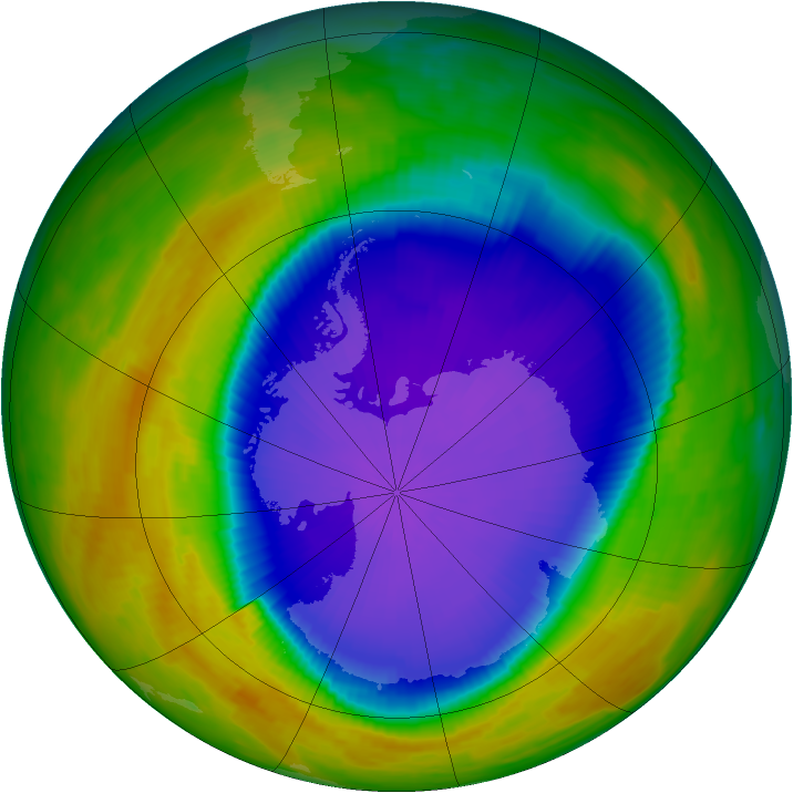 Antarctic ozone map for 05 October 1996